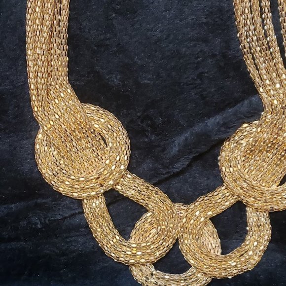 Vintage Burnished Gold Tone Bib Choker - Picture 2 of 6